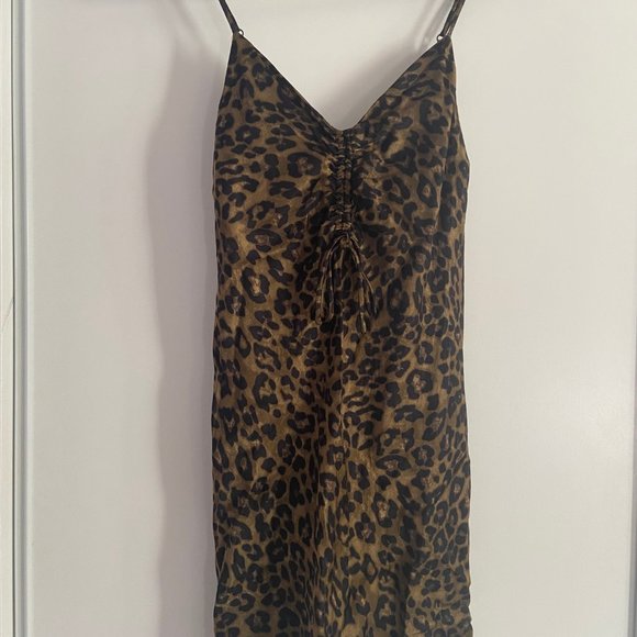 Zara - Animal Print Mini Satin Slip Dress - Picture 4 of 5